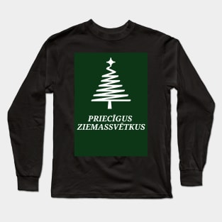 Priecīgus ziemassvētkus latviski latviešu valoda Long Sleeve T-Shirt